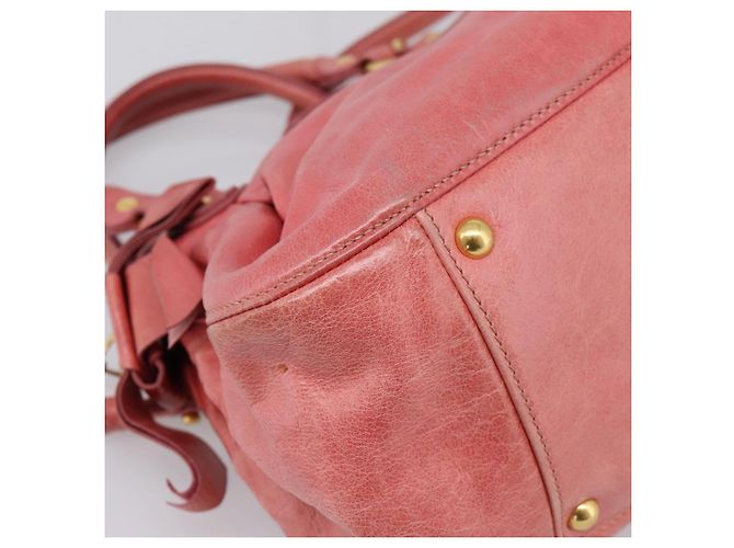 Borsa a mano Miu Miu Vitellolux in pelle 2way Rosa Tono Oro Auth 202077V - vista 16