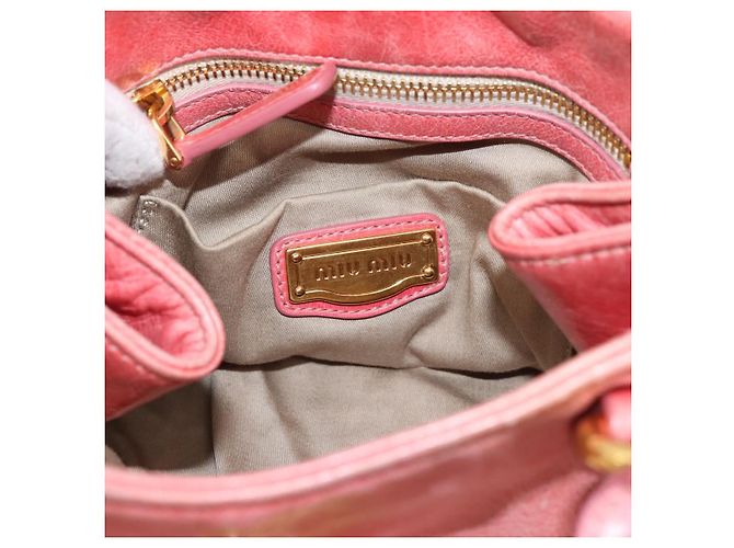 Borsa a mano Miu Miu Vitellolux in pelle 2way Rosa Tono Oro Auth 202077V - vista 17