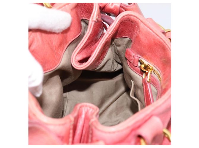 Borsa a mano Miu Miu Vitellolux in pelle 2way Rosa Tono Oro Auth 202077V - vista 20