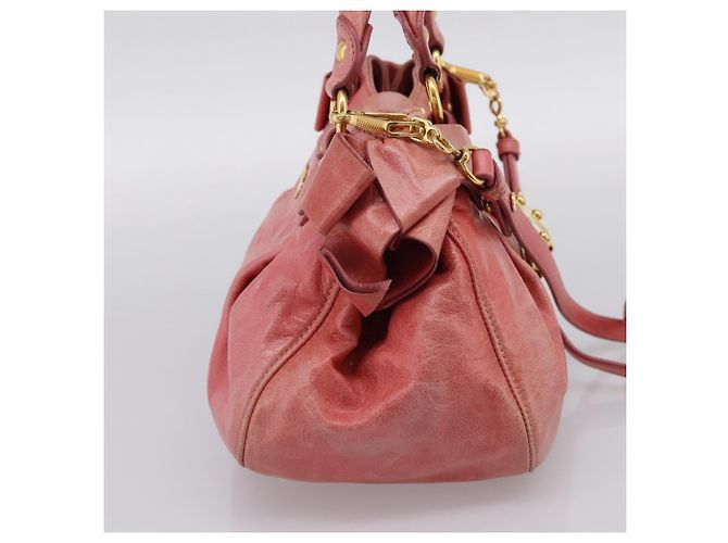 Borsa a mano Miu Miu Vitellolux in pelle 2way Rosa Tono Oro Auth 202077V - vista 4