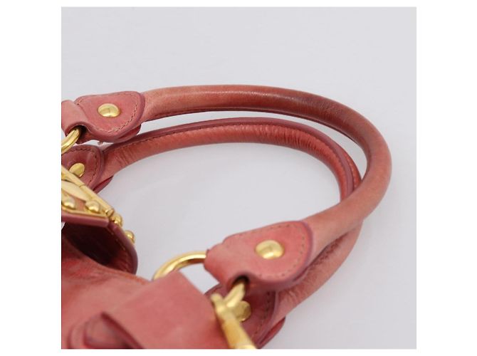 Borsa a mano Miu Miu Vitellolux in pelle 2way Rosa Tono Oro Auth 202077V - vista 9