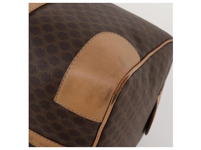 Céline Borsa Boston CELINE Macadam Canvas PVC Leather Brown Gold Auth 199669A Marrone D'oro - vista 10