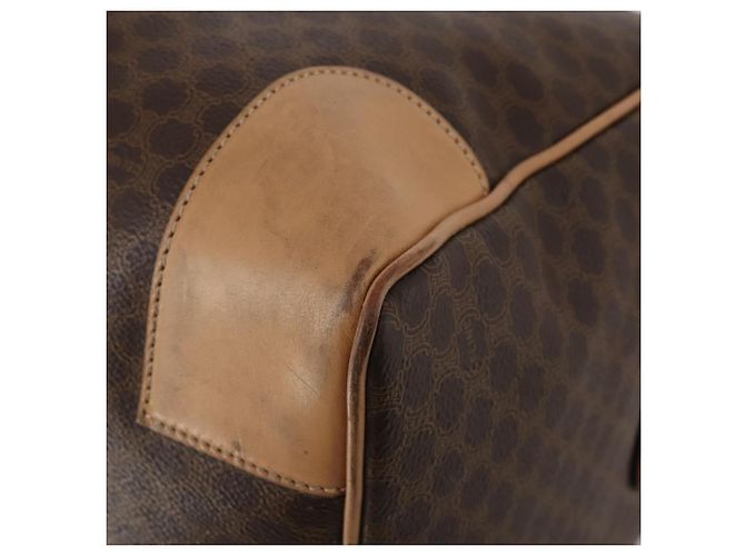 Céline Borsa Boston CELINE Macadam Canvas PVC Leather Brown Gold Auth 199669A Marrone D'oro - vista 12