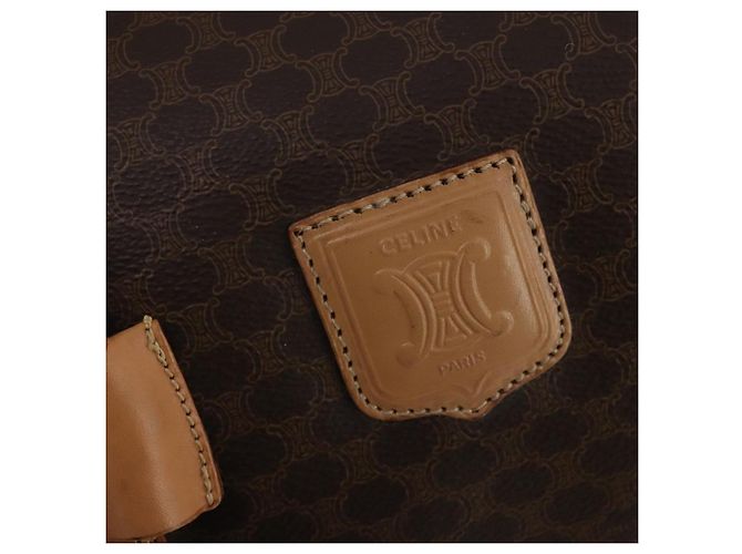 Céline Borsa Boston CELINE Macadam Canvas PVC Leather Brown Gold Auth 199669A Marrone D'oro - vista 15