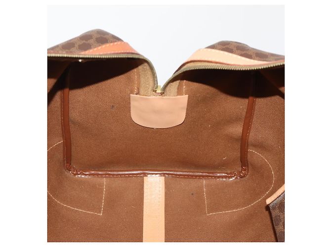 Céline Borsa Boston CELINE Macadam Canvas PVC Leather Brown Gold Auth 199669A Marrone D'oro - vista 19