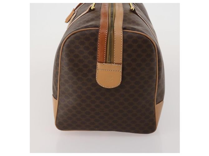 Céline Borsa Boston CELINE Macadam Canvas PVC Leather Brown Gold Auth 199669A Marrone D'oro - vista 4
