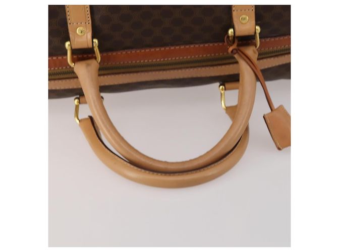 Céline Borsa Boston CELINE Macadam Canvas PVC Leather Brown Gold Auth 199669A Marrone D'oro - vista 7