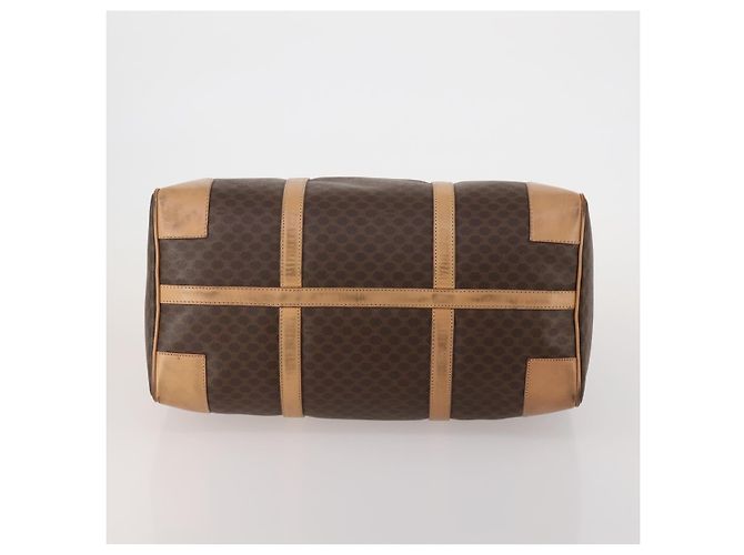 Céline Borsa Boston CELINE Macadam Canvas PVC Leather Brown Gold Auth 199669A Marrone D'oro - vista 9