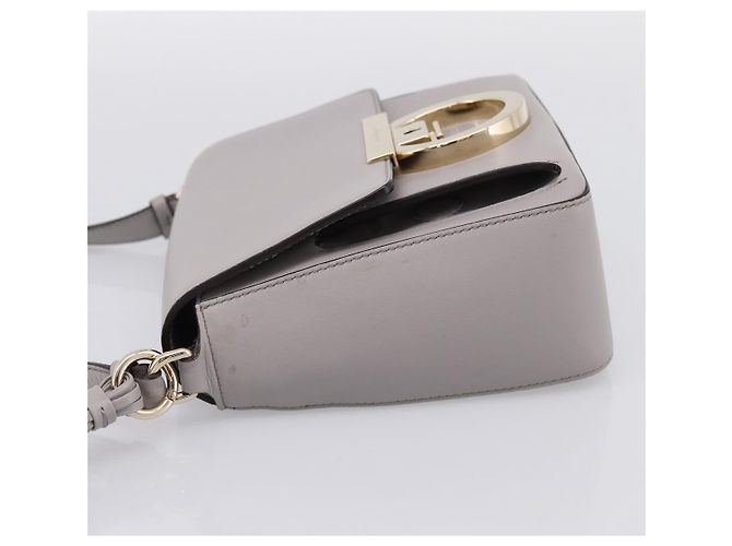 Borsa a tracolla Salvatore Ferragamo Gancini in pelle grigia e oro Auth ka6000V Marrone D'oro - vista 4