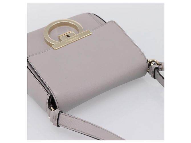 Borsa a tracolla Salvatore Ferragamo Gancini in pelle grigia e oro Auth ka6000V Marrone D'oro - vista 6