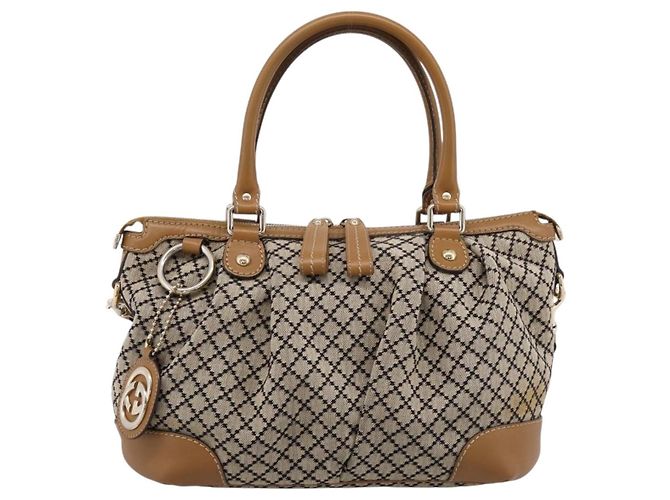 Borsa GUCCI Diamante Sukey Canvas 2way Beige Gold 247902 Auth 201967A D'oro - vista 2