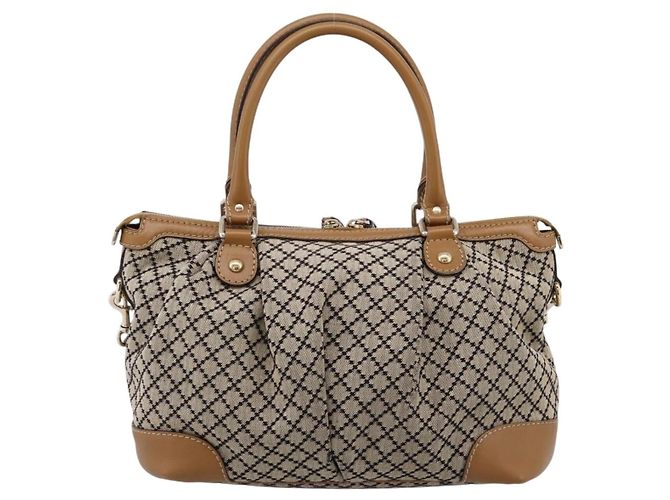 Borsa GUCCI Diamante Sukey Canvas 2way Beige Gold 247902 Auth 201967A D'oro - vista 3
