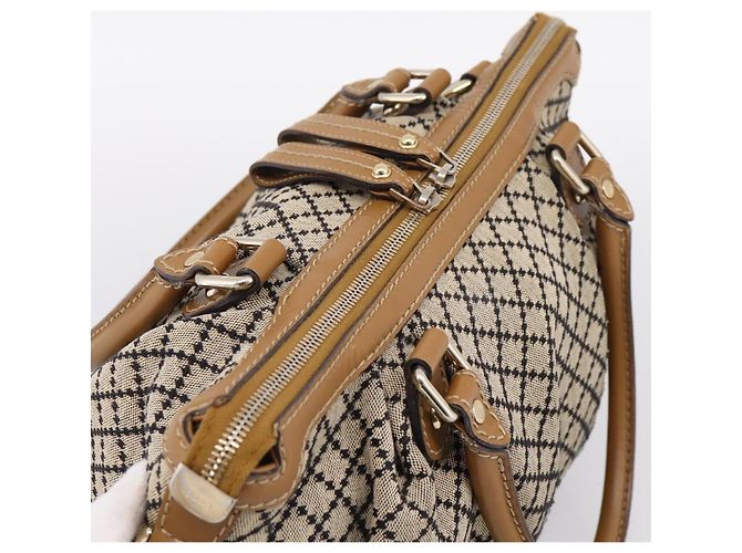 Borsa GUCCI Diamante Sukey Canvas 2way Beige Gold 247902 Auth 201967A D'oro - vista 6