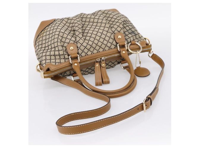 Borsa GUCCI Diamante Sukey Canvas 2way Beige Gold 247902 Auth 201967A D'oro - vista 9
