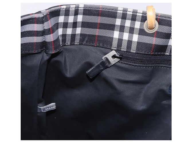 Borsa Tote BURBERRY Nova Check Canvas Black Beige Auth 202264 Nero - vista 19