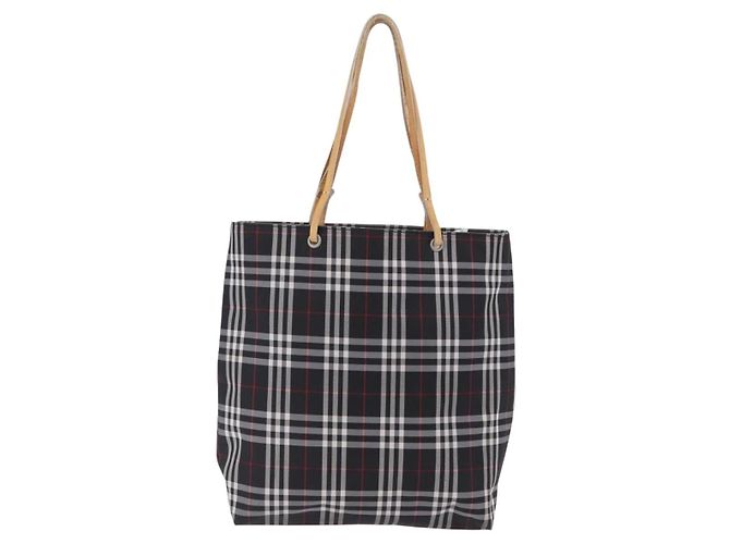 Borsa Tote BURBERRY Nova Check Canvas Black Beige Auth 202264 Nero - vista 3