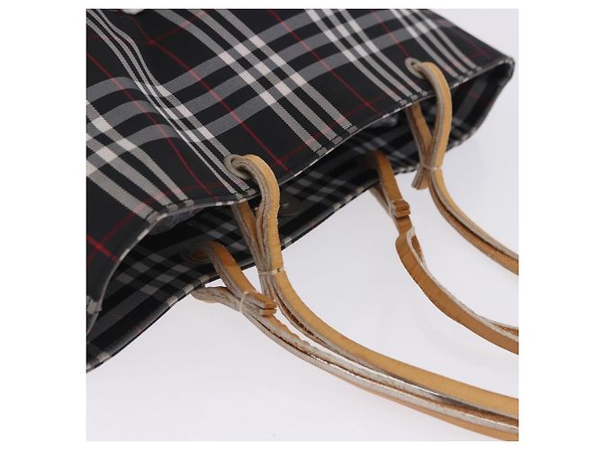 Borsa Tote BURBERRY Nova Check Canvas Black Beige Auth 202264 Nero - vista 6