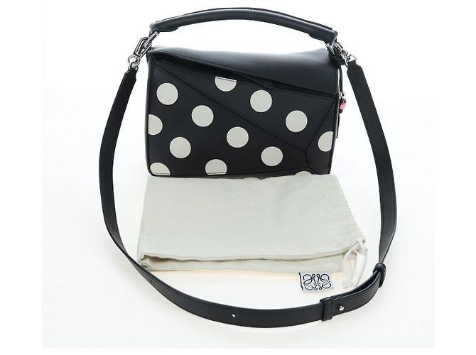 Borsa LOEWE Puzzle 10 Puzzle Bag Small in pelle 2way Nero Argento Auth 198606SM - vista 12