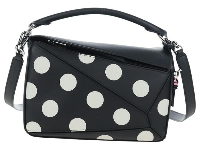 Borsa LOEWE Puzzle 10 Puzzle Bag Small in pelle 2way Nero Argento Auth 198606SM - vista 13