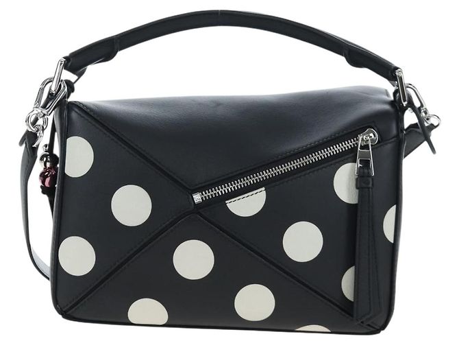 Borsa LOEWE Puzzle 10 Puzzle Bag Small in pelle 2way Nero Argento Auth 198606SM - vista 2
