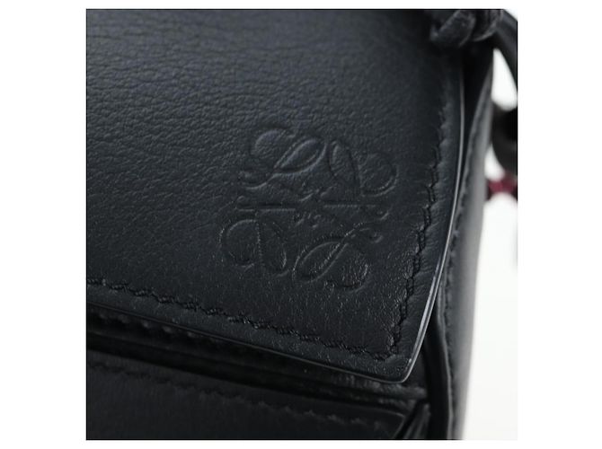 Borsa LOEWE Puzzle 10 Puzzle Bag Small in pelle 2way Nero Argento Auth 198606SM - vista 21
