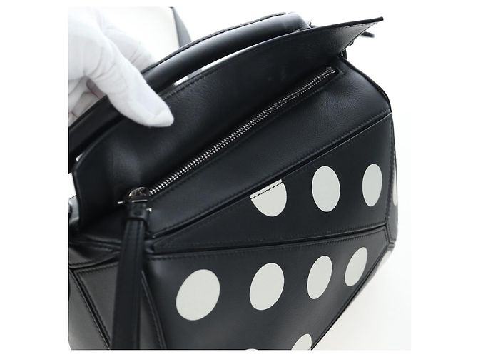 Borsa LOEWE Puzzle 10 Puzzle Bag Small in pelle 2way Nero Argento Auth 198606SM - vista 22