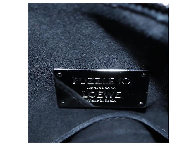 Borsa LOEWE Puzzle 10 Puzzle Bag Small in pelle 2way Nero Argento Auth 198606SM - vista 24
