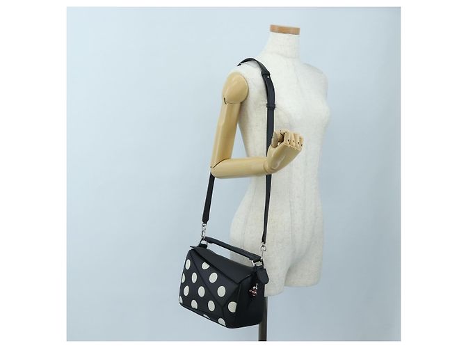 Borsa LOEWE Puzzle 10 Puzzle Bag Small in pelle 2way Nero Argento Auth 198606SM - vista 28