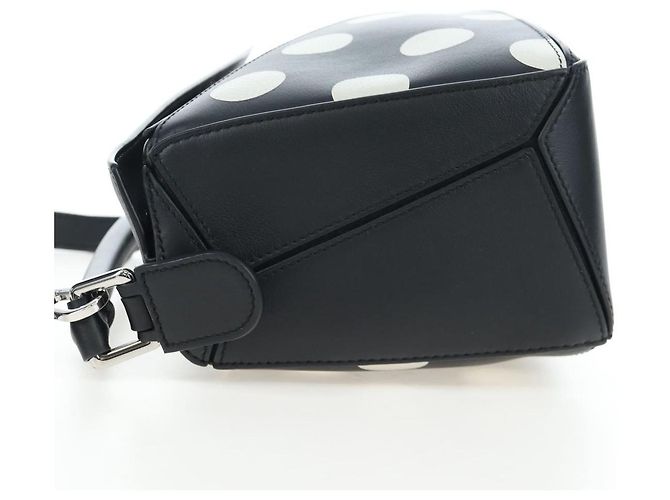Borsa LOEWE Puzzle 10 Puzzle Bag Small in pelle 2way Nero Argento Auth 198606SM - vista 3
