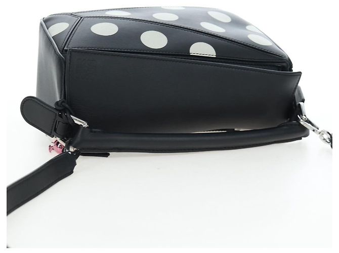 Borsa LOEWE Puzzle 10 Puzzle Bag Small in pelle 2way Nero Argento Auth 198606SM - vista 4