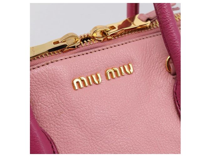 Borsa Tote Miu Miu Pelle Rosa Tono Oro Auth 199349V - vista 14