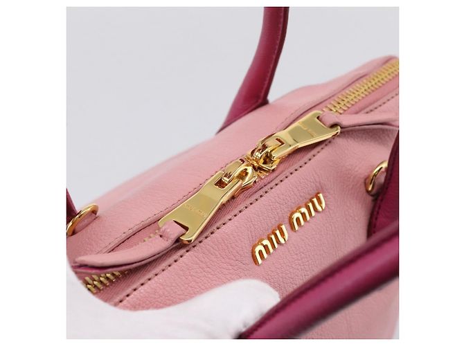 Borsa Tote Miu Miu Pelle Rosa Tono Oro Auth 199349V - vista 15