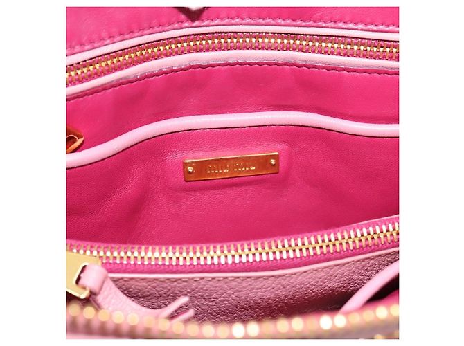 Borsa Tote Miu Miu Pelle Rosa Tono Oro Auth 199349V - vista 16