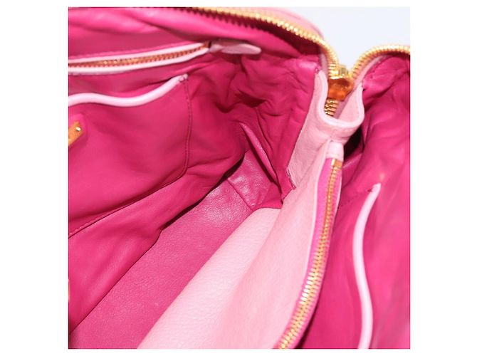 Borsa Tote Miu Miu Pelle Rosa Tono Oro Auth 199349V - vista 18