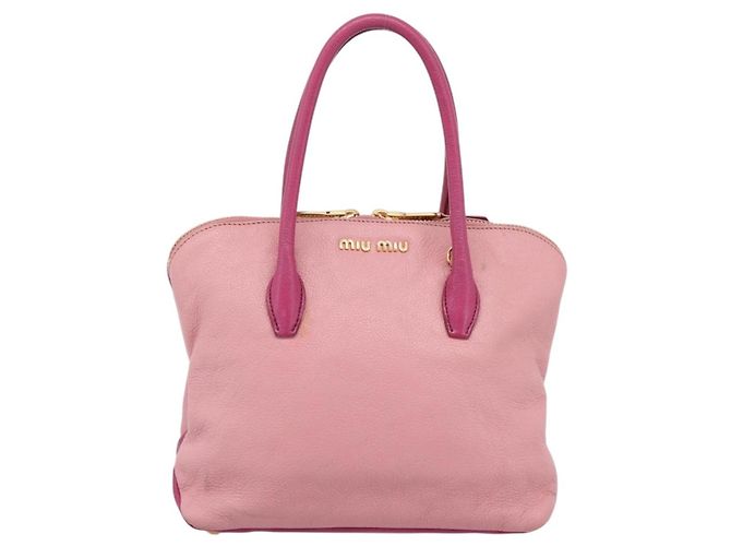 Borsa Tote Miu Miu Pelle Rosa Tono Oro Auth 199349V - vista 2