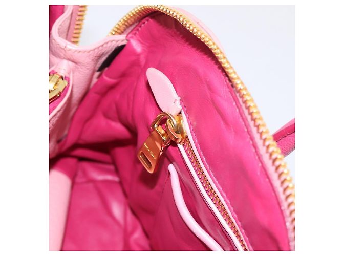 Borsa Tote Miu Miu Pelle Rosa Tono Oro Auth 199349V - vista 20