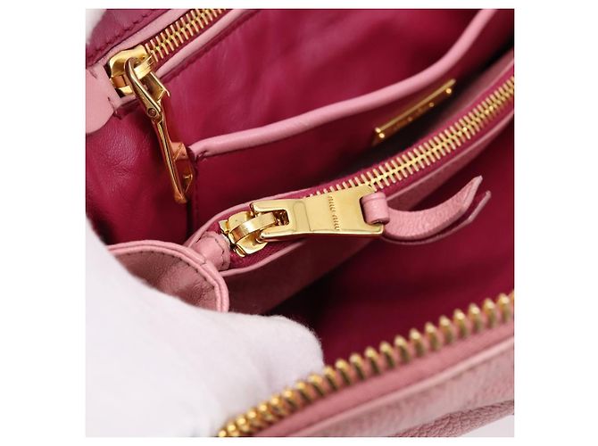 Borsa Tote Miu Miu Pelle Rosa Tono Oro Auth 199349V - vista 22