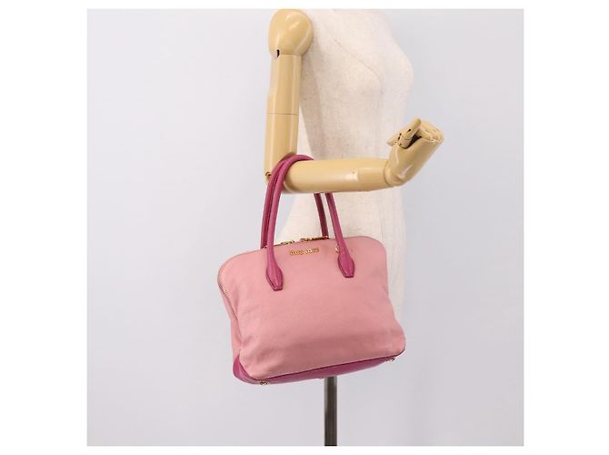 Borsa Tote Miu Miu Pelle Rosa Tono Oro Auth 199349V - vista 27