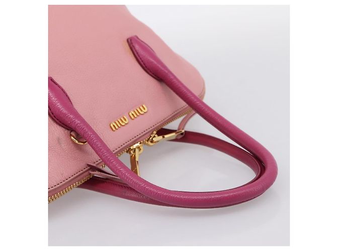 Borsa Tote Miu Miu Pelle Rosa Tono Oro Auth 199349V - vista 7