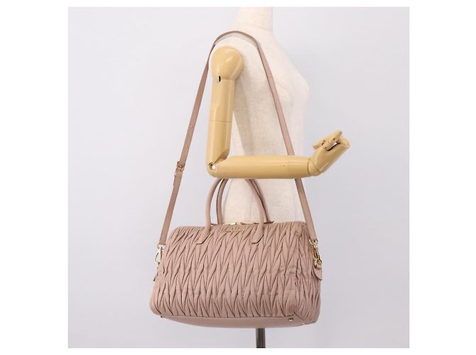 Bolso Miu Miu Matelassé de piel 2way Rosa Oro Auth ka5983A - vista 24