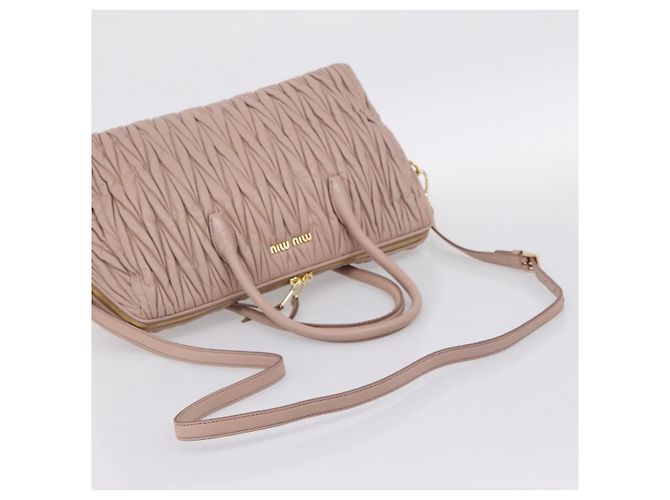 Bolso Miu Miu Matelassé de piel 2way Rosa Oro Auth ka5983A - vista 9