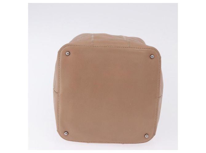 Bolso de cordón CHANEL Chocolate Bar en piel de cordero Beige Silver CC Auth BA15389V Plata - vista 9