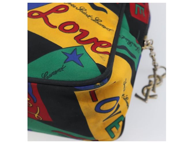 Borsa a mano SAINT LAURENT Nylon Multicolor Gold Auth ka6053 Multicolore D'oro - vista 12