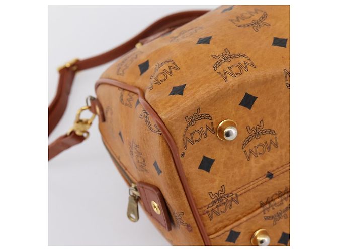 Borsa Boston MCM Logogram Vicetos PVC Pelle 2way Marrone Oro Auth 201891A D'oro - vista 13