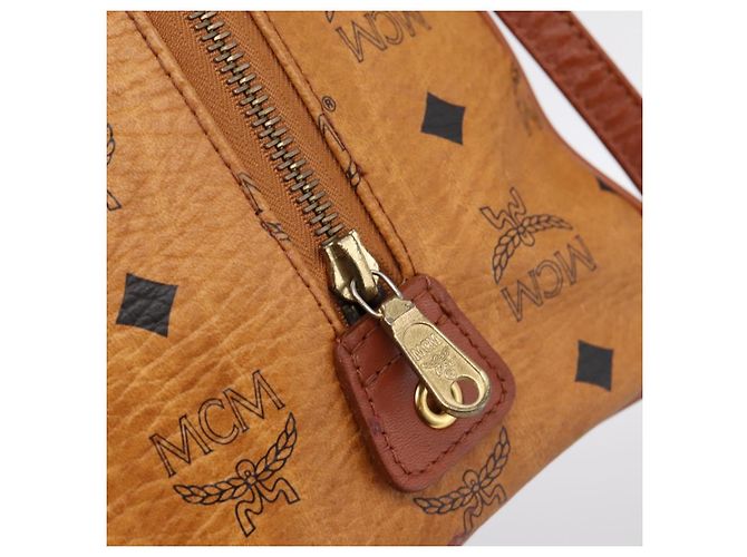 Borsa Boston MCM Logogram Vicetos PVC Pelle 2way Marrone Oro Auth 201891A D'oro - vista 16