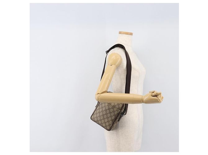 Borsa a Tracolla GUCCI GG Supreme PVC Beige Silver 122754 Auth hk4066 Argento - vista 24
