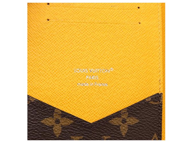LOUIS VUITTON Monogram Macassar Couverteur Passport NM M12827 LV Auth 200109V Giallo Monogramma - vista 12