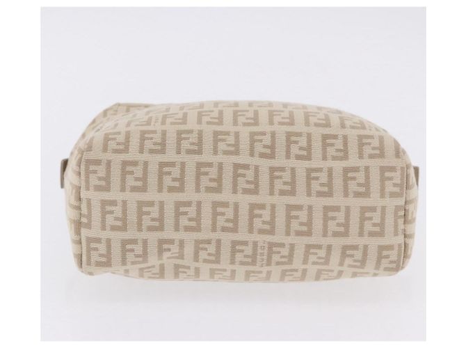 Pouch a mano FENDI Zucchino Canvas Beige Silver Auth ka5985A Argento - vista 10