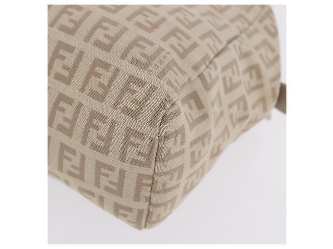 Pouch a mano FENDI Zucchino Canvas Beige Silver Auth ka5985A Argento - vista 12
