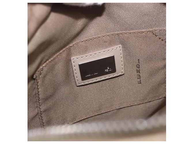 Pouch a mano FENDI Zucchino Canvas Beige Silver Auth ka5985A Argento - vista 16